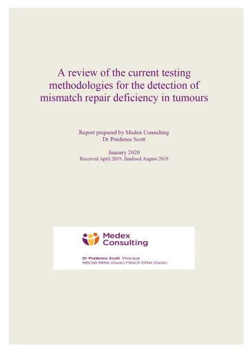 Review of the current testing methodologies for the detection of mismatch repair deficiency in tumours