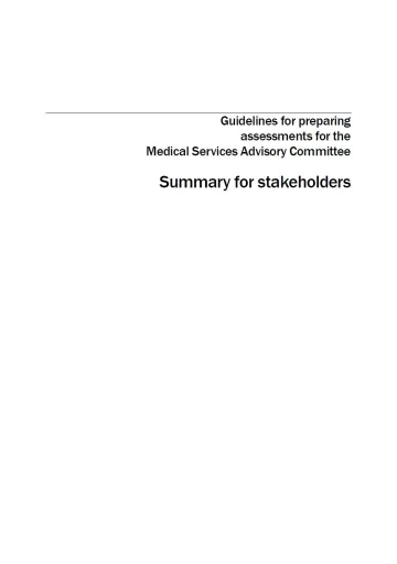 MSAC guidelines summary for stakeholders